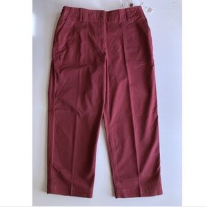 NWT High Waist Patch Pocket Crop Talbots Size 10P Wine Straight Leg 22.5" Inseam